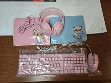 4 in 1 Gaming Combo,Rainbow Mechanical Keyboard 6400 DPI Mouse 3.5mm Headset
