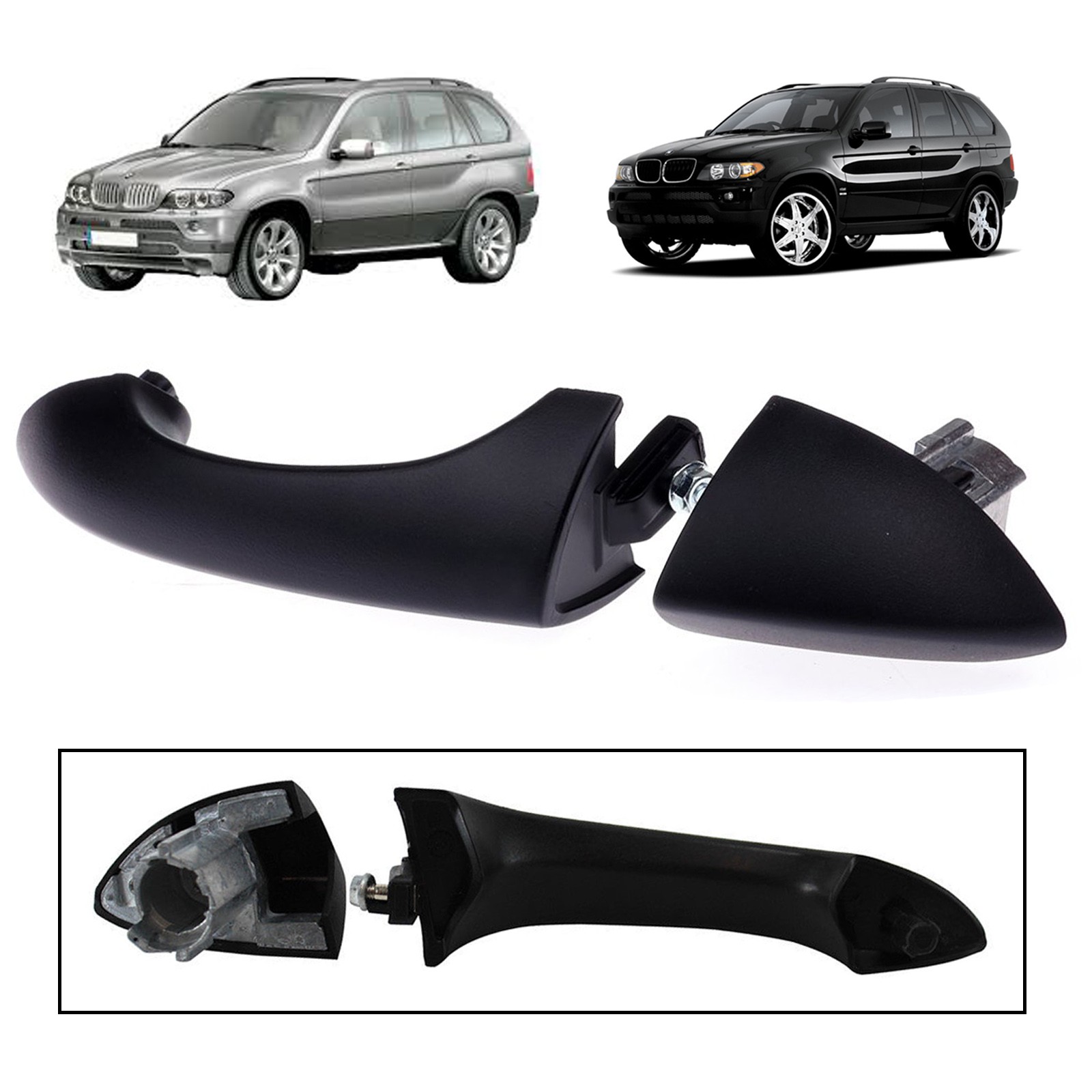 Poignée de porte arrière gauche premium pour BMW X5 E53 au mécanisme fluide et finition d'origine