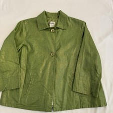 CHICO  S Women  s Linen/Cotton Green Shimmer Swing Jacket 3/4 Sleeve - Size 0