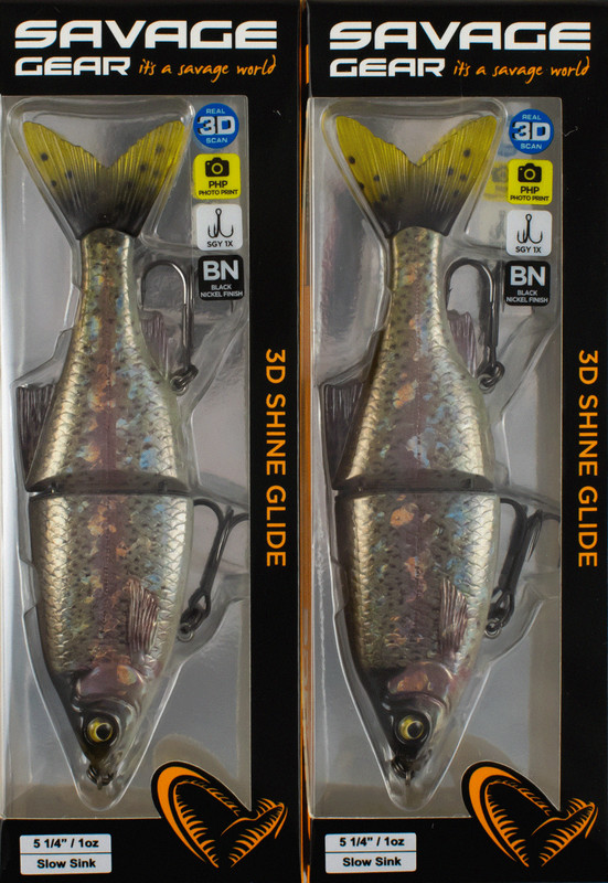 (LOT OF 2) SAVAGE GEAR 5.25" 3D SHINE GLIDE 1586432 GHOST TROUT CO6302