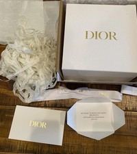Christian Dior White Gold Gift Empty box , Card note,Envelope Tissue, Ribbon Set