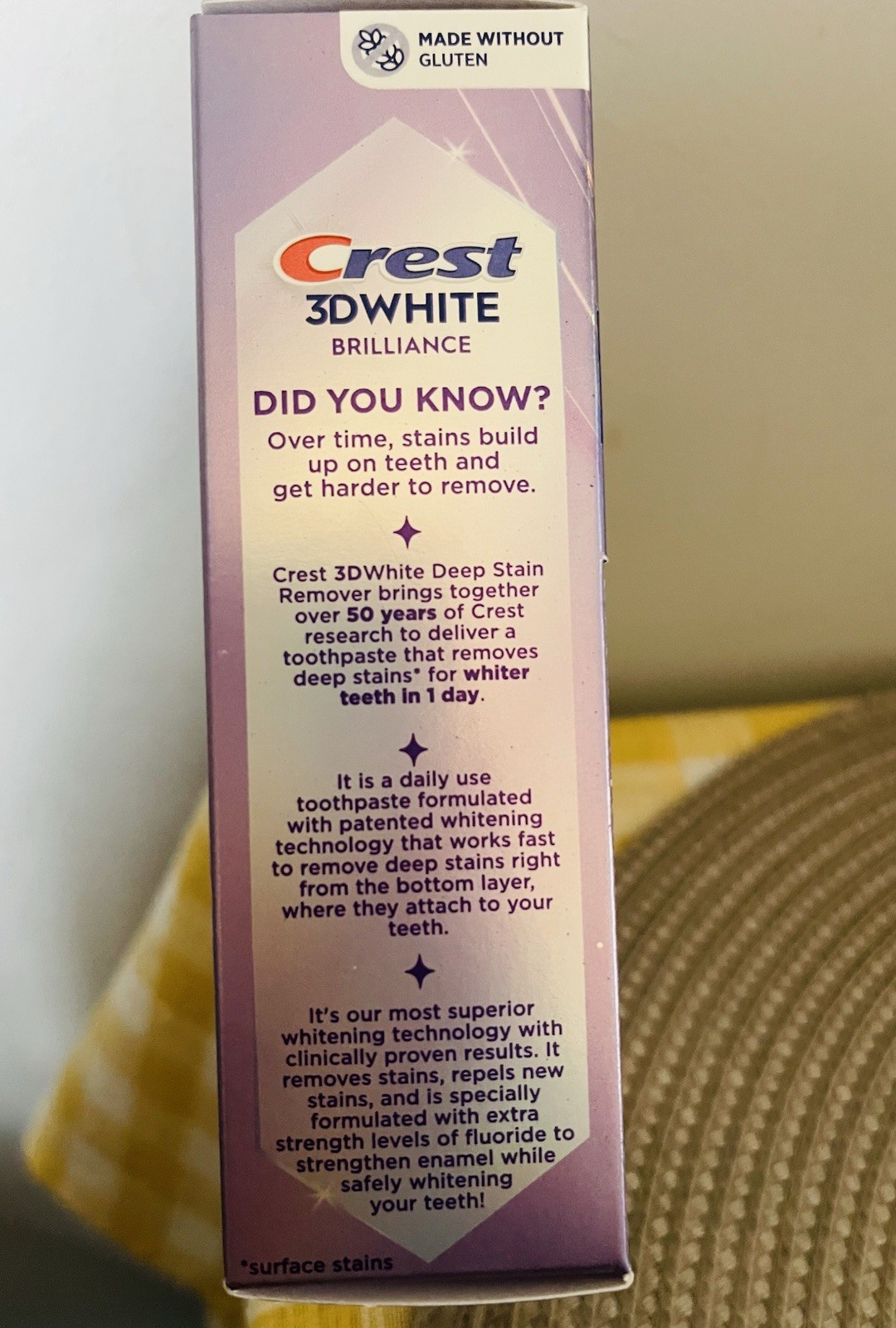 Crest 3DWhite Brilliance Deep Stain Remover Ultra White Toothpaste 2.1 oz New