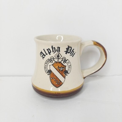 Vintage Alpha Phi Sorority Mug The Mug Factory Nashville TN Brown Drip Shield