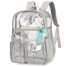 Clear Backpack for Boys Girls, Heavy Duty PVC See Through Transparen Backpack...