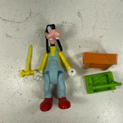 Vintage Arco Walt Disney Poseable Carpenter Goofy Figure Hammer Tool Box Bench