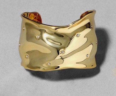 Alexis Bittar 18Ct Gold Plated Starburst Crystal Wide Cuff Bracelet NWT
