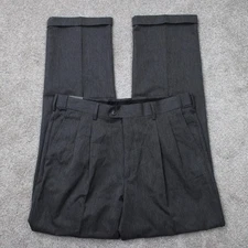 Perry Ellis Dress Pants NWT Mens 34x34 Charcoal Folio-Flex Pleated Wrinkle Free