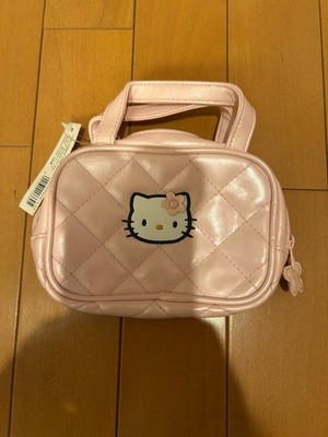 Hello Kitty Quilt Cat Pouch Rare Sanrio Vintage Cute Bag