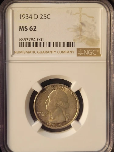 1934 D Washington Quarter NGC MS-62