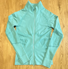 Fabletics Green Full Zip Track Jacket S Long Sleeve Thumbholes Stretch