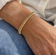 Gold Filled Heishi Bracelet  4mm Organic Smooth Beads  Gold Beaded Bracelet