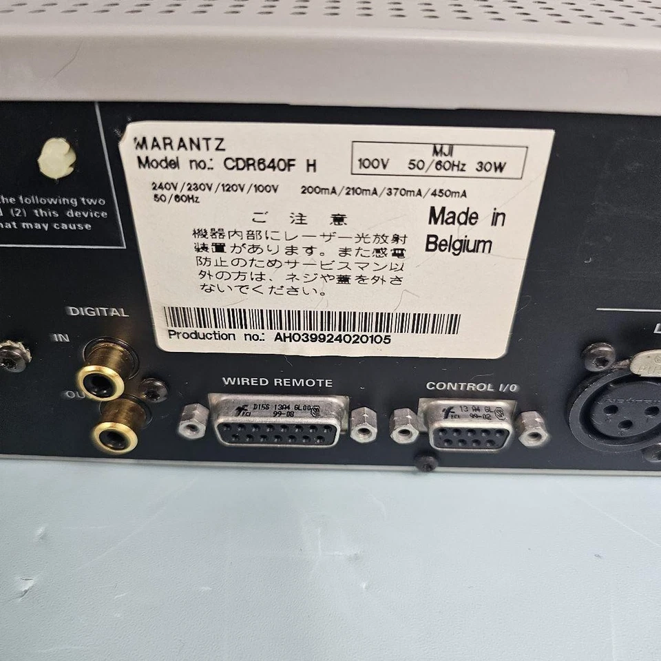 Marantz CDR 640F Professional CD Recorder w/ Cable Remote Tested Used Japan - Image 4 of 4