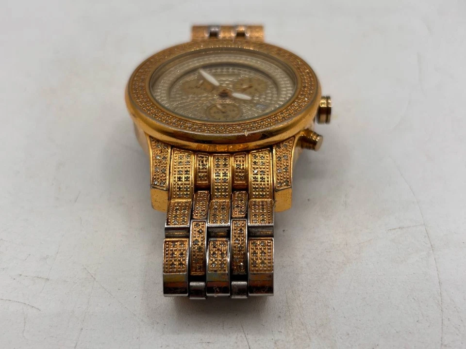 Joe Rodeo Classic 0702 3.75Ct Diamonds Stainless Steel Gold Tone Watch As Is PH9 - Image 3 of 4