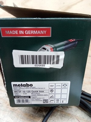 Metabo WEVF 10-125 Quick INOX 4-1/2''/5'' Flat Head Grinder 10.0 Amp with Varia...