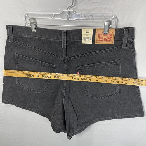 Pantaloncini jeans Levis a vita alta mamma (18 W) vita 38 meravigliosi neri alti nuovi con etichette - Foto 15 di 16