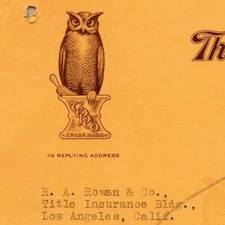 Vintage 6/22 1916 Owl Drug Co. Letterhead - Mission Street, San Francisco, CA