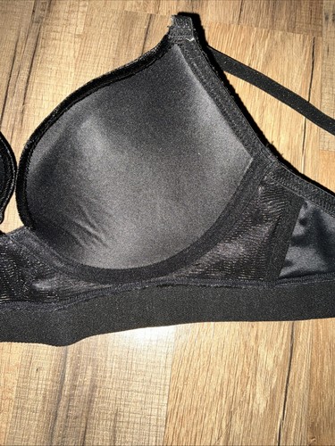 NEW Juicy Couture Sexy Push Up Black Velour Gold Logo Banded Bra 36C - Picture 8 of 10