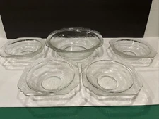 INDIANA GLASS RECOLLECTION 5 Piece Salad Set- Service For 4- NIB- Clear