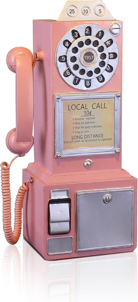 Antique Telephone - Pink Rotary Dial Landline Phone Model Vintage