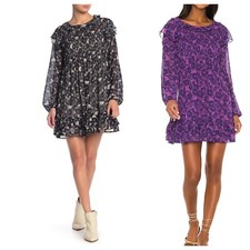 $128 NWT Free People These Dreams Mini Dress, Black Violet XS S M L