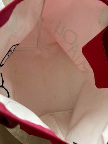 Rare LONGCHAMP Le Pliage MIAOU Cat Tote Bag Pink Nylon Leather Authentic Used - Picture 7 of 11