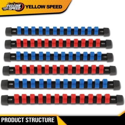6Pcs New Socket Rail Sliding Holder Rack Tool Mountable Industrial 1/4 3/8 1/2
