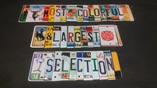 LICENSE PLATE LETTERS NUMBERS SYMBOLS PIECES COLORFUL CRAFTS SIGNS ART MANCAVE