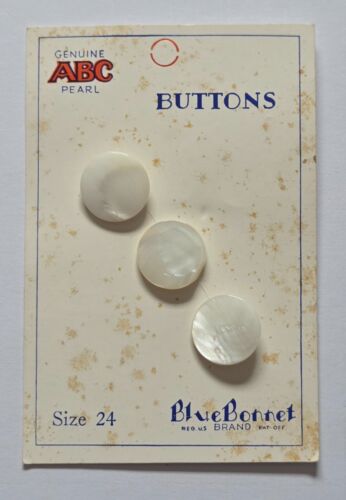 Vintage New on Card ABC Pearl Buttons, Blue Bonnet, Lady Washington Ocean La Vie - Picture 2 of 20