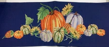 Autumn Harvest Pumpkins Table Runner on Blue Field 13" x 17"