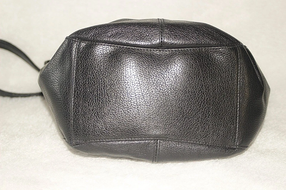 B H SMITH Shoulder Bag Purse Black Pebble Leather Roomy  * VG+ - Image 4 of 4
