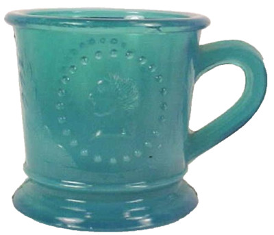 Ceres Goddess of Liberty Childs Mug Blue Early American Pressed Glass Antique