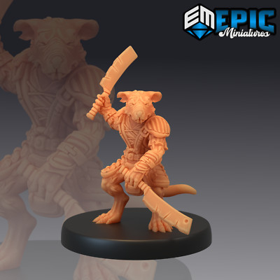 Rat Butcher Epic Miniatures Monster RPG D&D Pathfinder 3D Print Skaven
