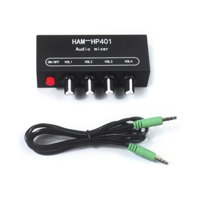 Headphones Amplifier Stereo Auditory Mixer Selector Switcher 4 Input 1 Output