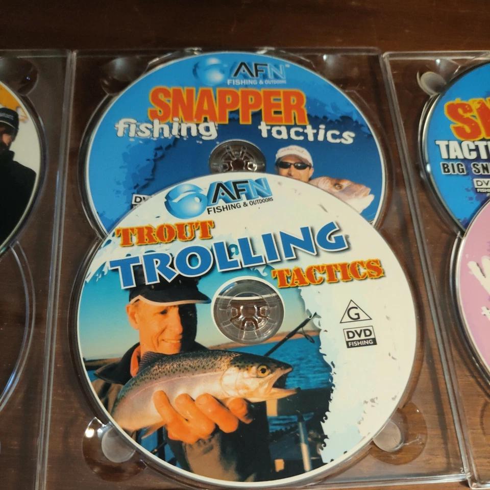 5 X AFN DVD Tactics Series Whiting, Pesca en Playa, Pargo 1&2 Trout Trolling R4 Foto 2 de 4