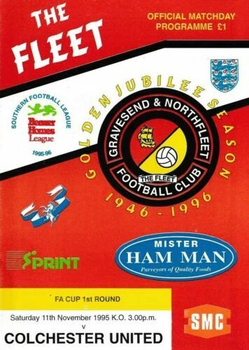 Gravesend Home Teams F-K Football FA Cup Fixture Programmes (1990s)