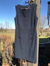 Tahari Women's Classic Navy Blue Lined Sheath Sleeveless Dress Knee Length 6