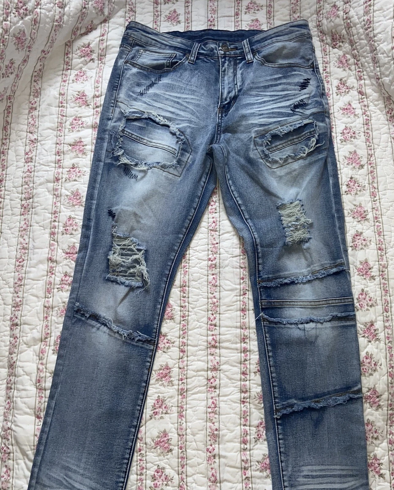 Jean homme Rue21 Supreme Flex skinny vieilli taille 32x32 stretch détruit