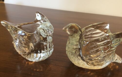 Vintage 1978 AVON CRYSTAL DOVE Votive Tealight Holder Paperweight Set of 2 - Picture 1 of 14