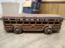 Vtg Cast Iron Twin Coach Bus Toy Dent Arcade AC Williams Hubley? 5 inches
