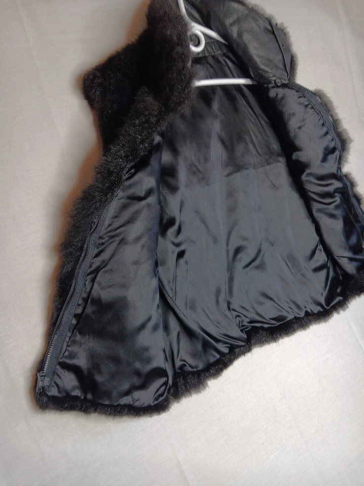 Andrew Marc Womens Fur Zip Vest New Zealand Opposum Leather Collar Mob Wife - Image 3 of 4