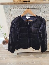 White Company Silk Mix Quilted Velvet Jacket Small Grey Blue