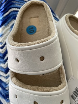 Crocs Classic Cozzzy Towel Sandal Unisex White W Beige  display picture 1