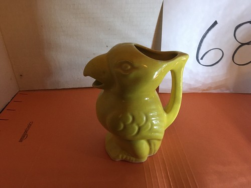 Vintage Japan Ceramic Yellow Parrot Toucan Pitcher or Creamer 6" Box 68 - Picture 3 of 7