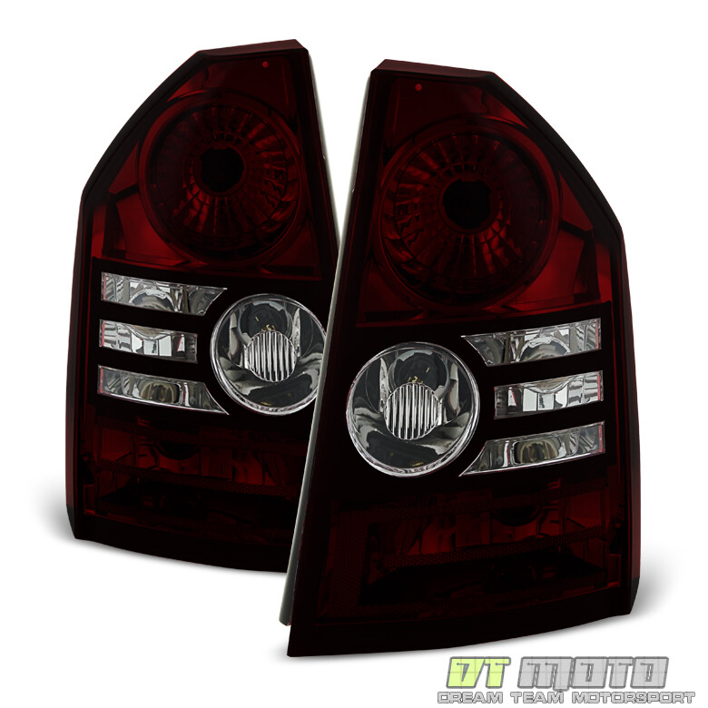 Red Smoke Tail Light Lamps Set For 2008-2010 Chrysler 300 Base & Touring Models - Left & Right