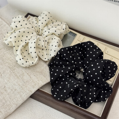 Retro Girls Scrunchies Polka Dot Hair Band Women Black Bun Hair Tie  Accessories UK