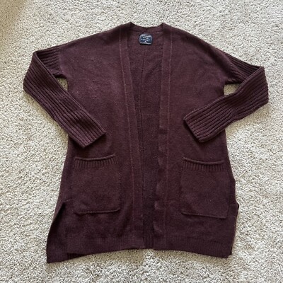 Abercrombie Fitch Womens Cardigan Sweater Maroon Long