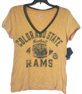 G-Iii Damen Colorado Zustand Rams Flea Streifen Distressed V-Neck Top Gelb S