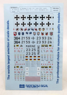 Microscale Decal 1/72 W German F-104 (4) Jabo G31, AG52, MFG 2 Decals #72-0088
