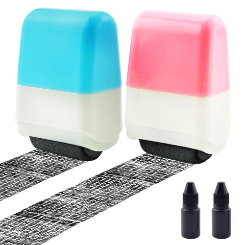 Theft Protection Stamps Identity Roller Stamp Confidential Address Blocker 2Pcs - Picture 1 of 6