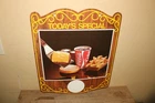 Vintage c.1970 Coca Cola Today's Special Cheeseburger Fries 2 Sided 22" Sign